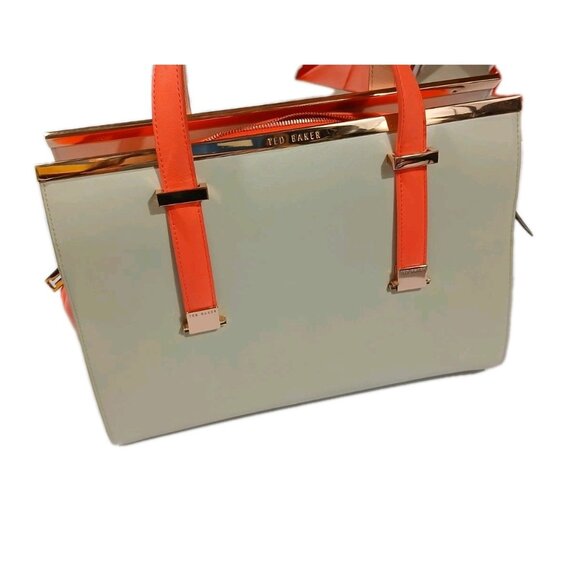 New Ted Baker London Rosane Tote Bag Purse Cream Orange Gold Classy $425 - Picture 2 of 11